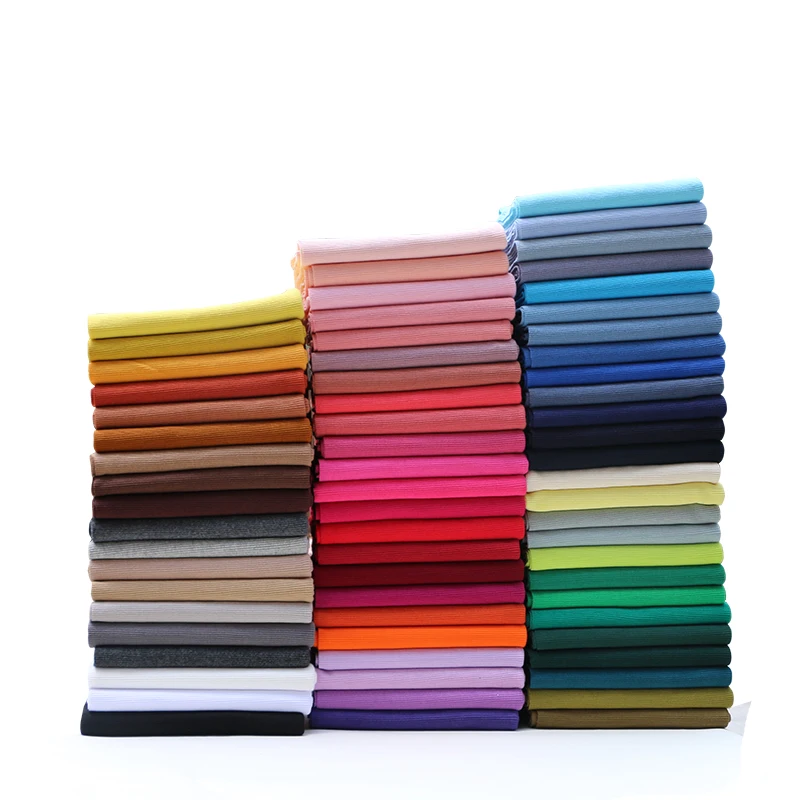 20X 110cm Hot Sale 2mmx2mm Cotton Solid Knitted Rib Cuff Stretchy Fabric, for DIY Sewing Clothing Making Accessories Cloth