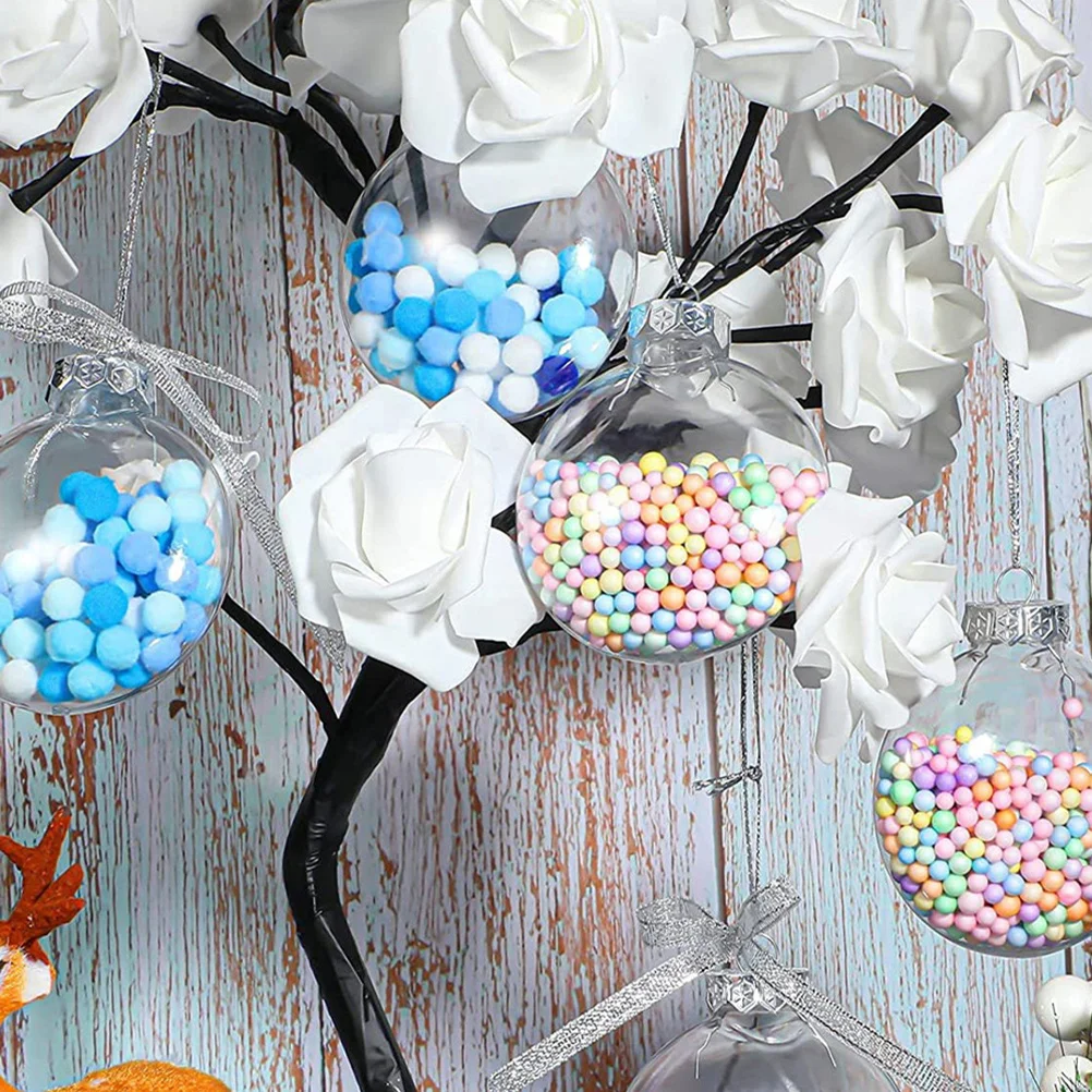 

12pcs Diy Hanging Ball Christmas Decorations Clear Fillable Ornaments For Xmas Tree Party Supplies Craft Decorative Balls
