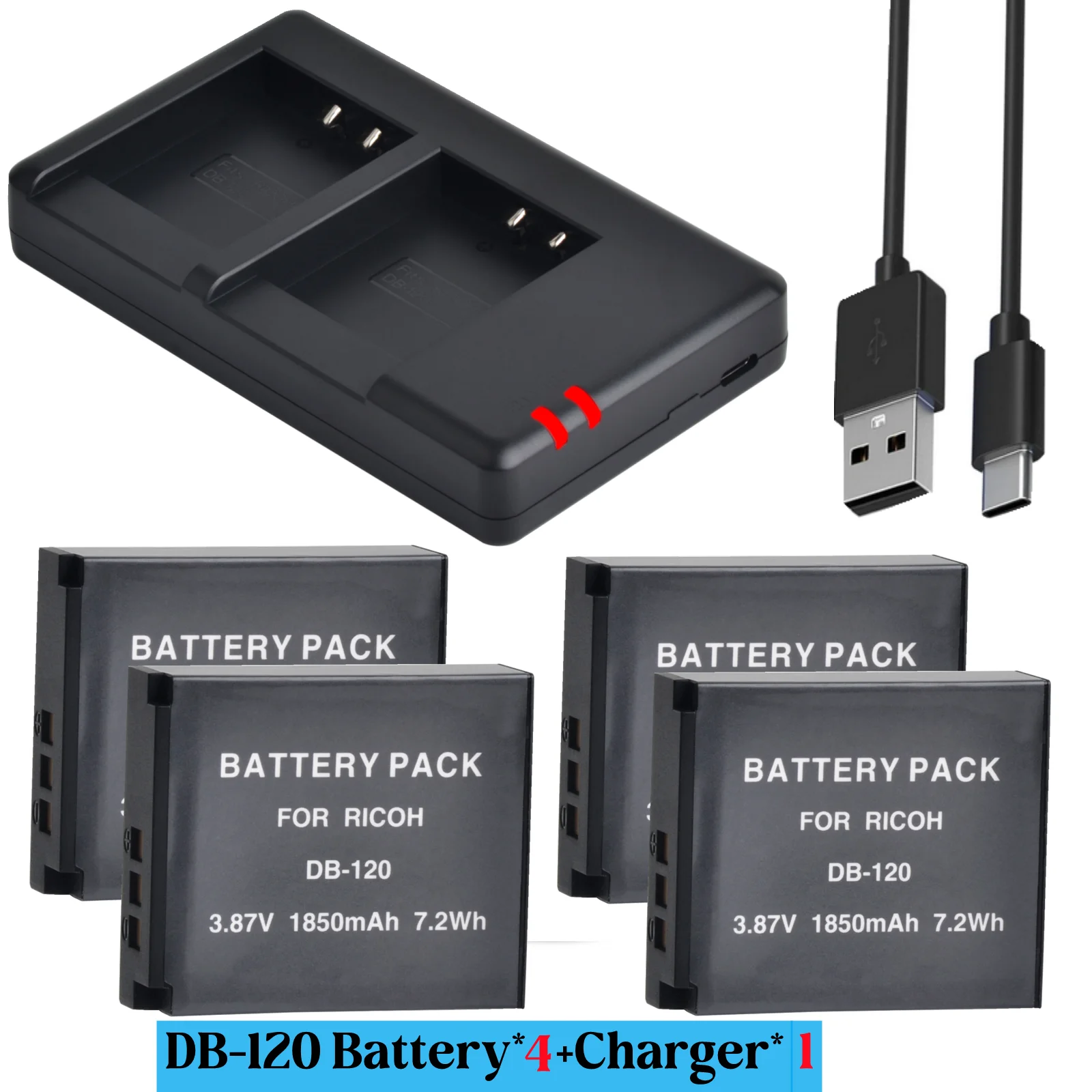 1850mAh DB-120 DB120 DB 120 Replacement Battery+Dual Charger Box