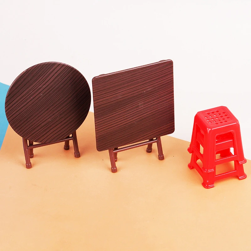 1Set 1:12 Dollhouse Miniature Folding Table Stool Dining Table Furniture Home Model Decor Toy Doll House Accessories