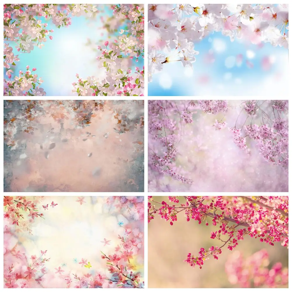 

Flowers Backdrop Light Bokeh Floral Cherry Blossom Leaves Nature Scene Newborn Baby Kids Art Portrait Photography Background