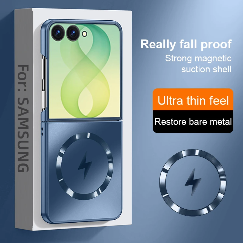 Luxe ultradunne magnetische draadloze oplaadhoes voor Samsung Galaxy Z Flip 8 7 6 5 4 3 Flip7FE met valbescherming