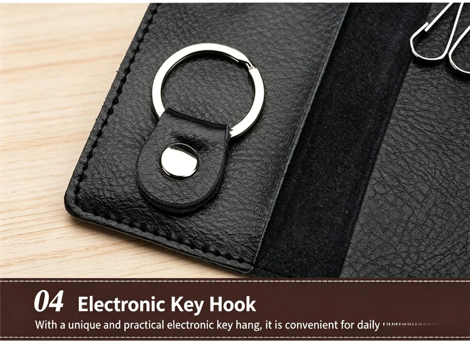 Echtes Leder Schlüsselanhänger Schlüsselhalter Organizer Tasche Autoschlüssel-Geldbörse Haushaltshelfer-Etui Mini-Kartenetui für Männer und Frauen Hochwertiges Geschenk – Detail 13