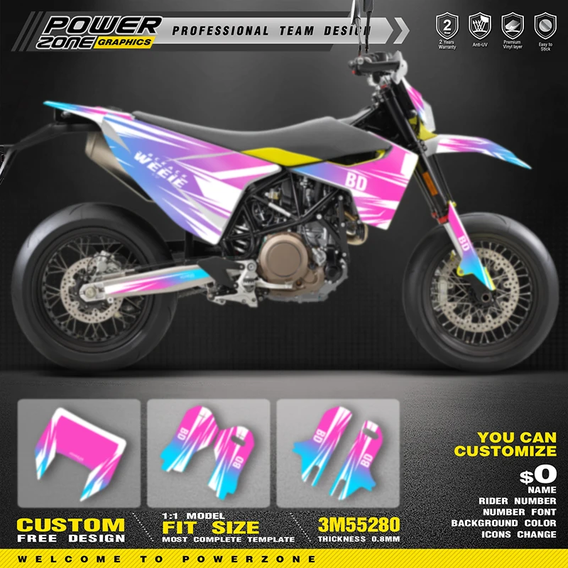 

PowerZone Custom Team Graphics Decals Stickers Kit For Husqvarna Decal 15-20 701 SUPERMOTO ENDURO 2015-2017 2018 2019 2020 015