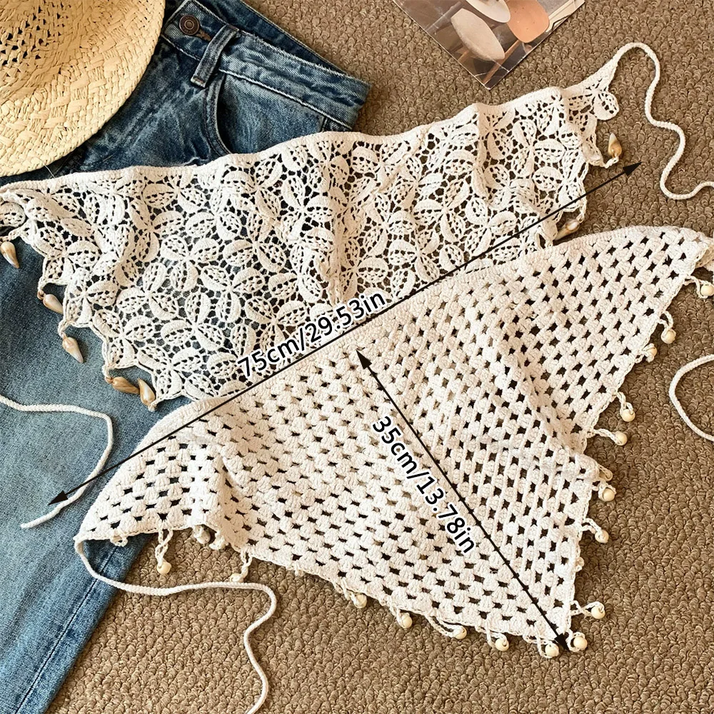 

INS Fashion Tassel Fringe Crochet Skirt Y2k Streetwear Apron Wrap Skirt Hollow Out Tie-Up Waist Scarf Spicy Girl Stacked Skirts
