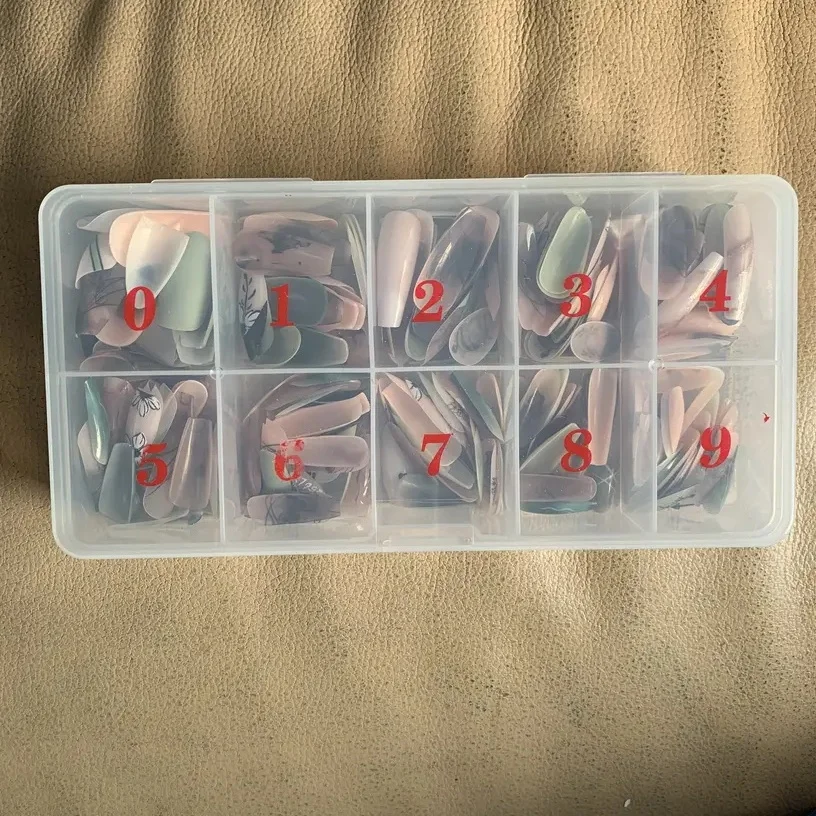 10 Grids Transparent Rectangle Acrylic Nail Tip Organizer Nail Rhinestone Jewelry Manicure Accessories Container Case Nail Tools