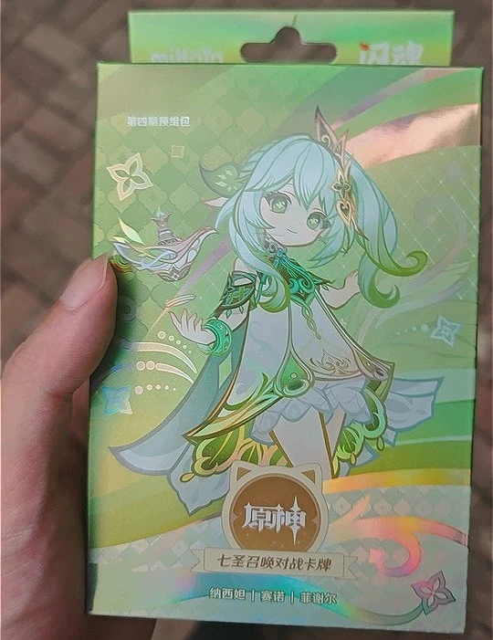 Genshin Impact Cyno Layla Wanderer Scaramouche Nahida Fischl Cosplay Trading Card Anime Genius Invokation TCG Collection Cards