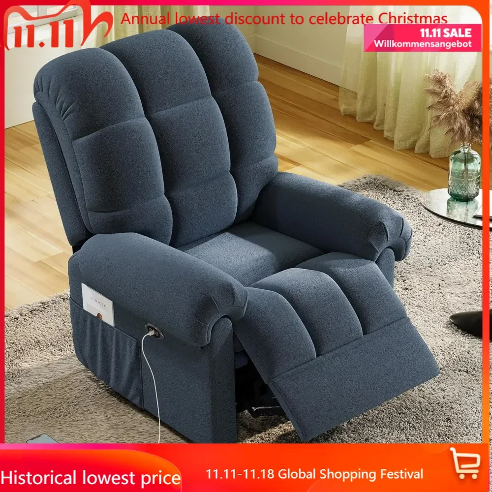 2024 New Power Recliner Chair for Adults, Adjustable Electric Chair Power Reclining Sofa, USB Port, Ultra-Comfy Teddy Fleece Rec