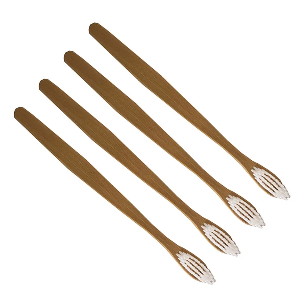 

4Pcs Bamboo Toothbrush Handle Long Grip for Home Travel Adults Use Degradable Oral Cleaning Bamboo Toothbrush