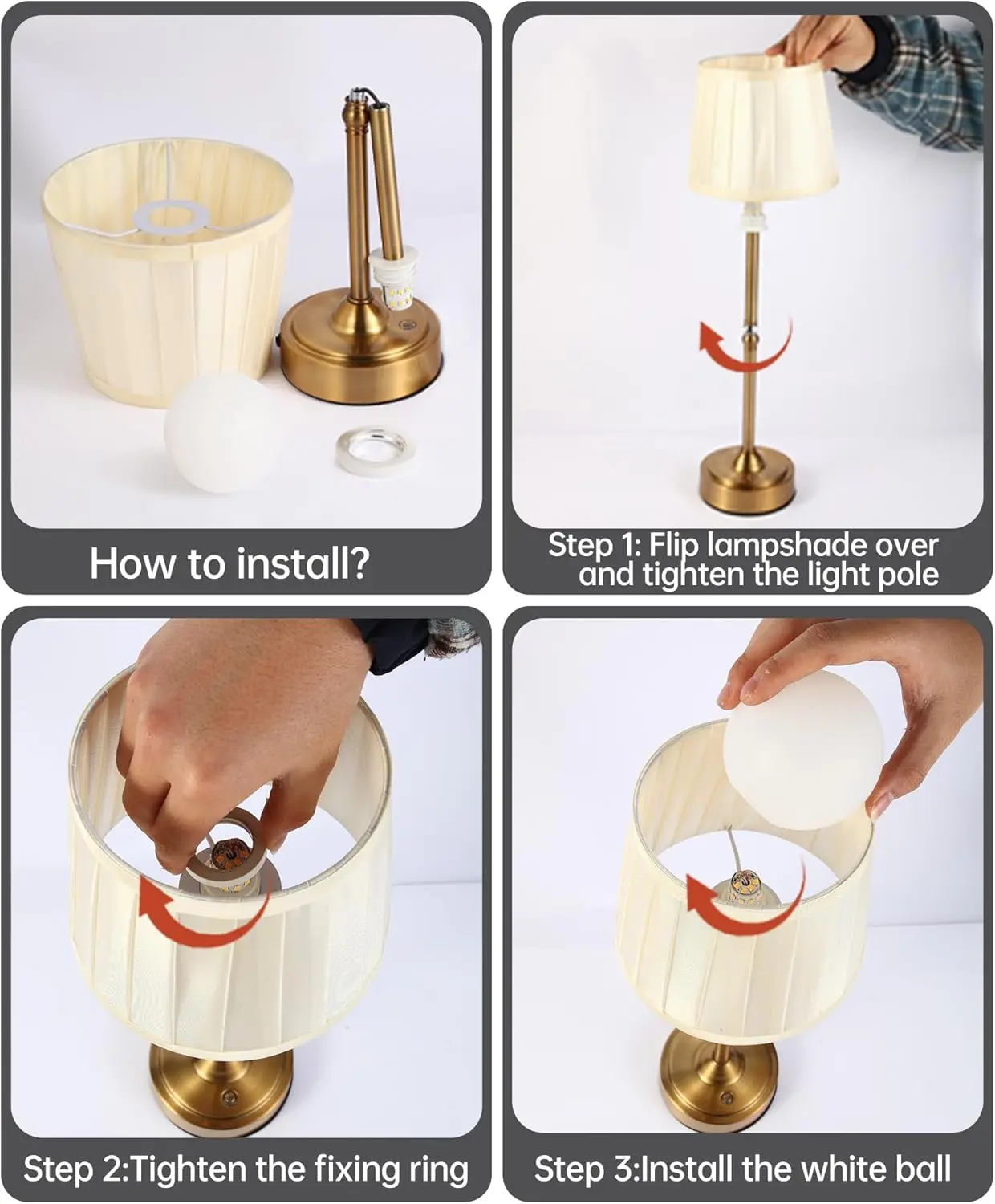 Cordless Rechargeable Table Lamp Set of 2, 6000mAh Gold Bedside Lamp for Bedroom, Living Room, Dining Room, Balcony