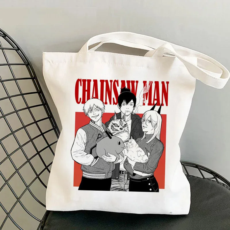 Fashion Chainsaw Man Anime Printing borsa da donna in tela borsa a tracolla Casual Eco borsa da viaggio portatile di grande capacità