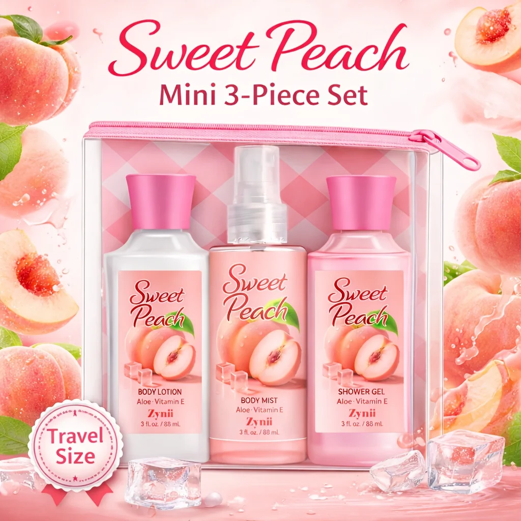

3pcs Set: Bathing And Perfume Shower Set | Honey Peach Fragrance, Ideal For Daily Use, for home And Travel, Great Skincare Gift For Couples, Perfect For Birthdays And Festivals