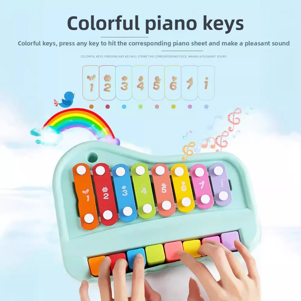 Piano de xilófono de 8 notas, juguete Musical educativo 2 en 1 para edades tempranas con mazos para bebés y niños pequeños, instrumento de aprendizaje Montessori para niñas