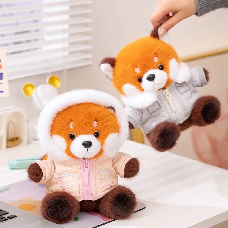 20Cm Kawaii Rode Wasbeer Dragen Kleding Knuffel Mooie Kleine Panda Leuke Zachte Knuffels Pop Kussen Voor Baby verjaardagscadeau