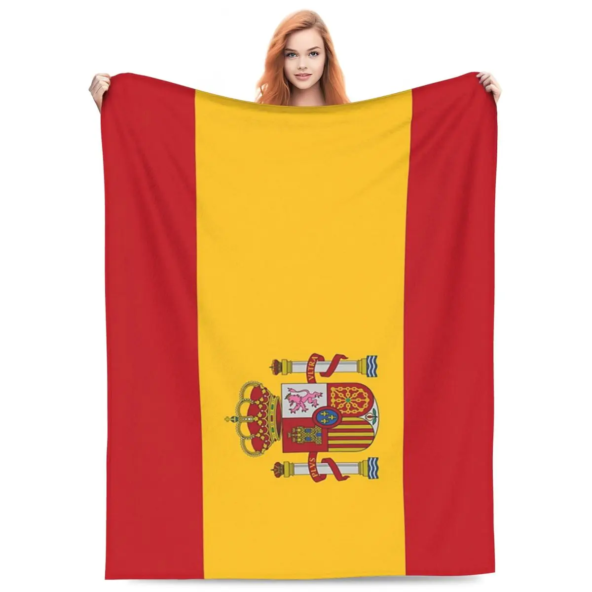 Manta de forro polar con la bandera de España, ideal para sofás, cama, uso en exteriores, como cubrecama o colcha.