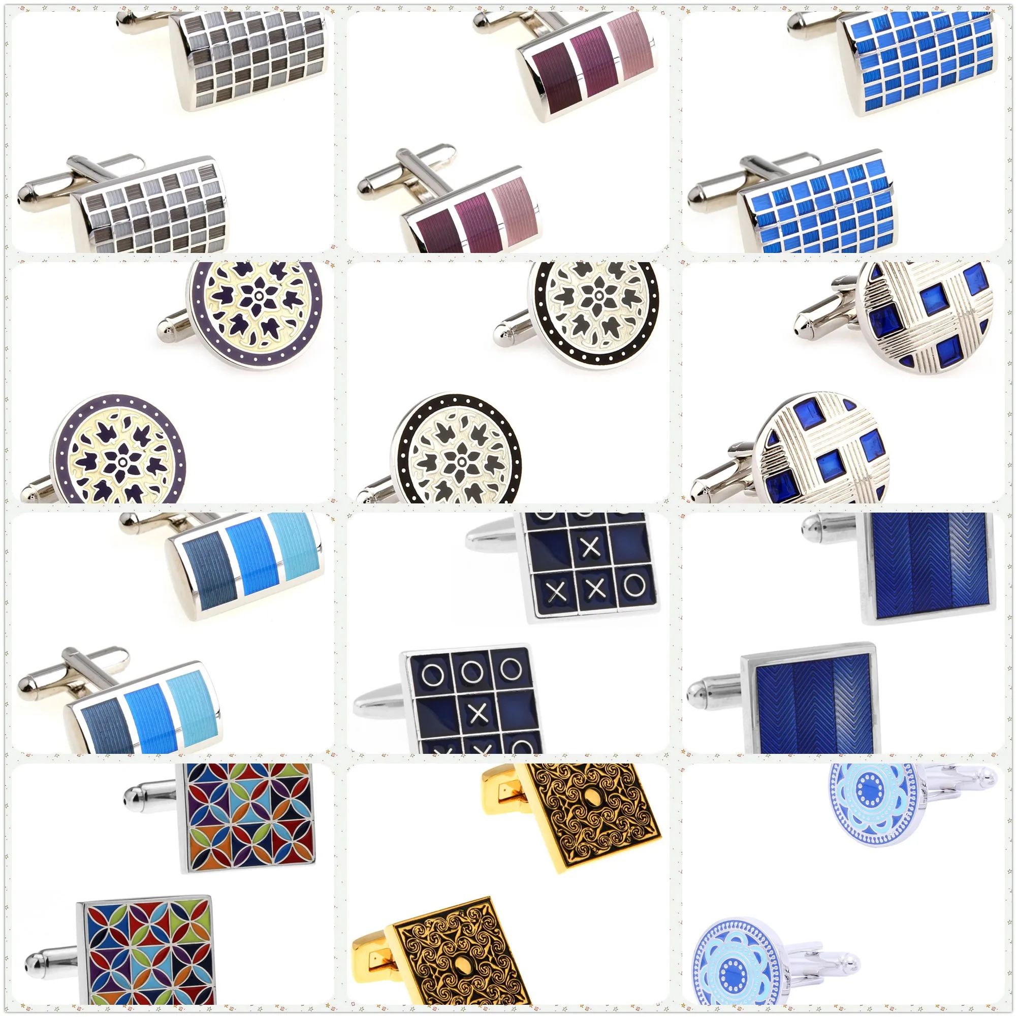 12 Styles TZG Fashion Painting Cufflink Mens Drawing Cuff Link 1 Pair