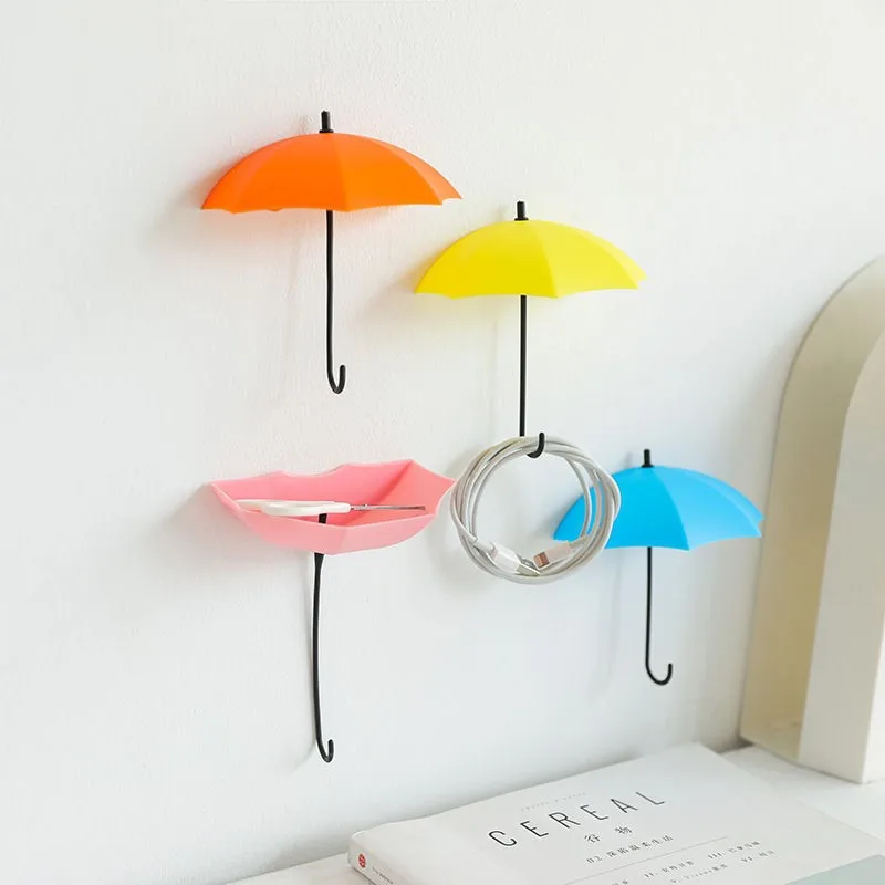3pcs/lot Non-Marking Punch-Free Umbrella Hook Self-Adhesive Hook Wall Door Clothing Hanger Key Hanger Hook Bathroom Kitchen Rack
