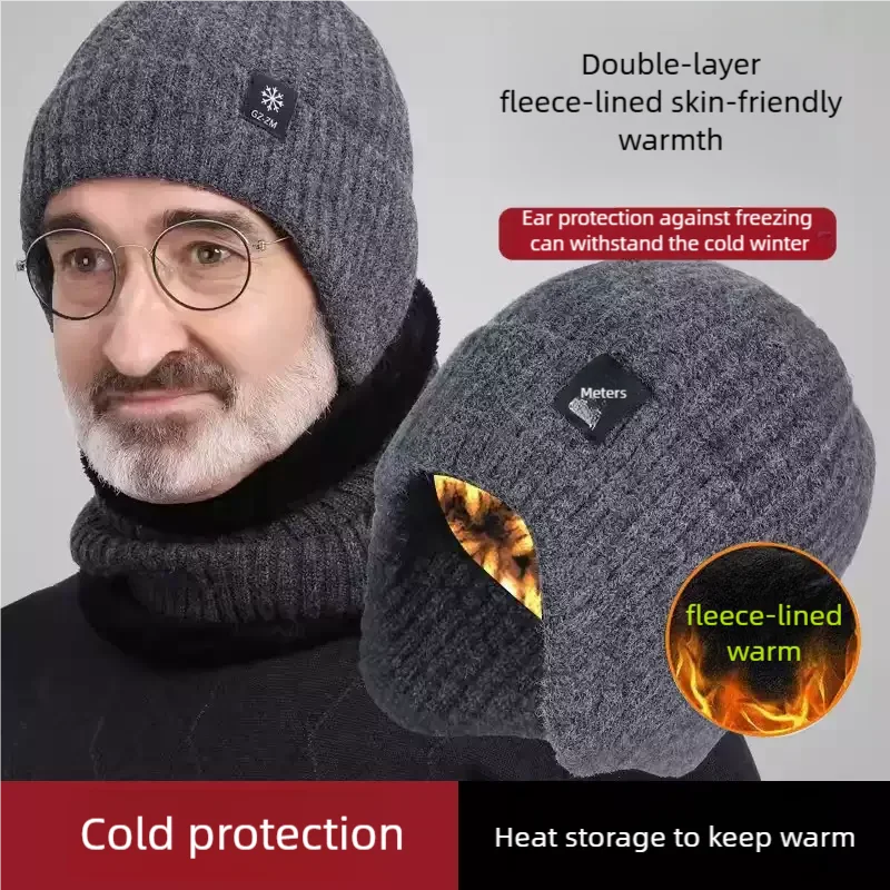 

Middle aged and elderly men's winter knitted woolen hat, elderly grandfather's ear protection and warmth, father's cold proof co