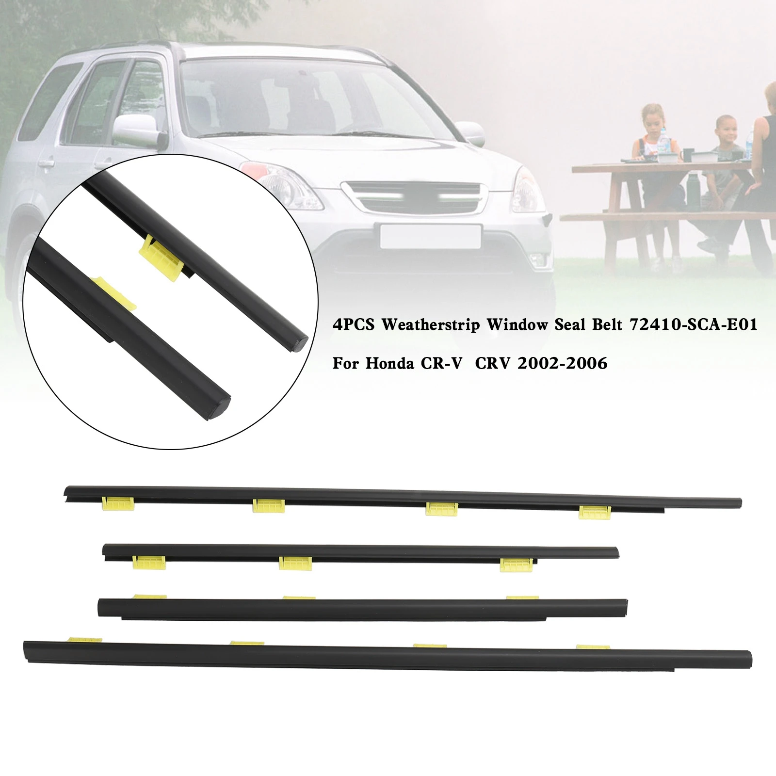 Areyourshop 4PCS Weatherstrip Window Seal 72410-SCA-E01 for Honda CR-V  CRV 2002-2006 Weather Strip EB3MWDCRV02E4US