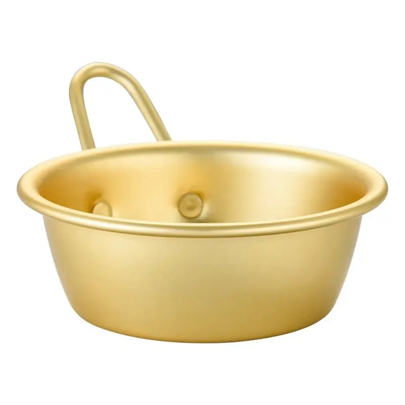 AS94-4PCS Tazón de arroz coreano de aluminio color dorado con asa para Makgeolli, taza de vino coreana