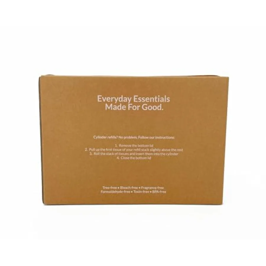 竹製車用シリンダーティッシュ 3層 無漂白 詰め替え可能 4パック 合計200枚入り FSC認証 エコフレンドリー ツリーフリー 堆肥化可能