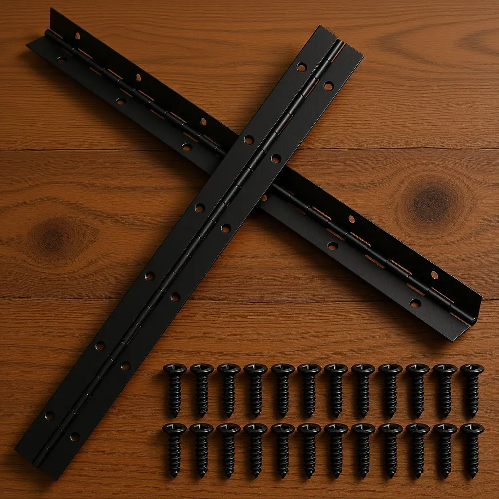 2Pcs Black Heavy Duty Iron Piano Hinges Long Metal Hinge Screws Included Wood Cabinet Door Furniture Piano Hinge