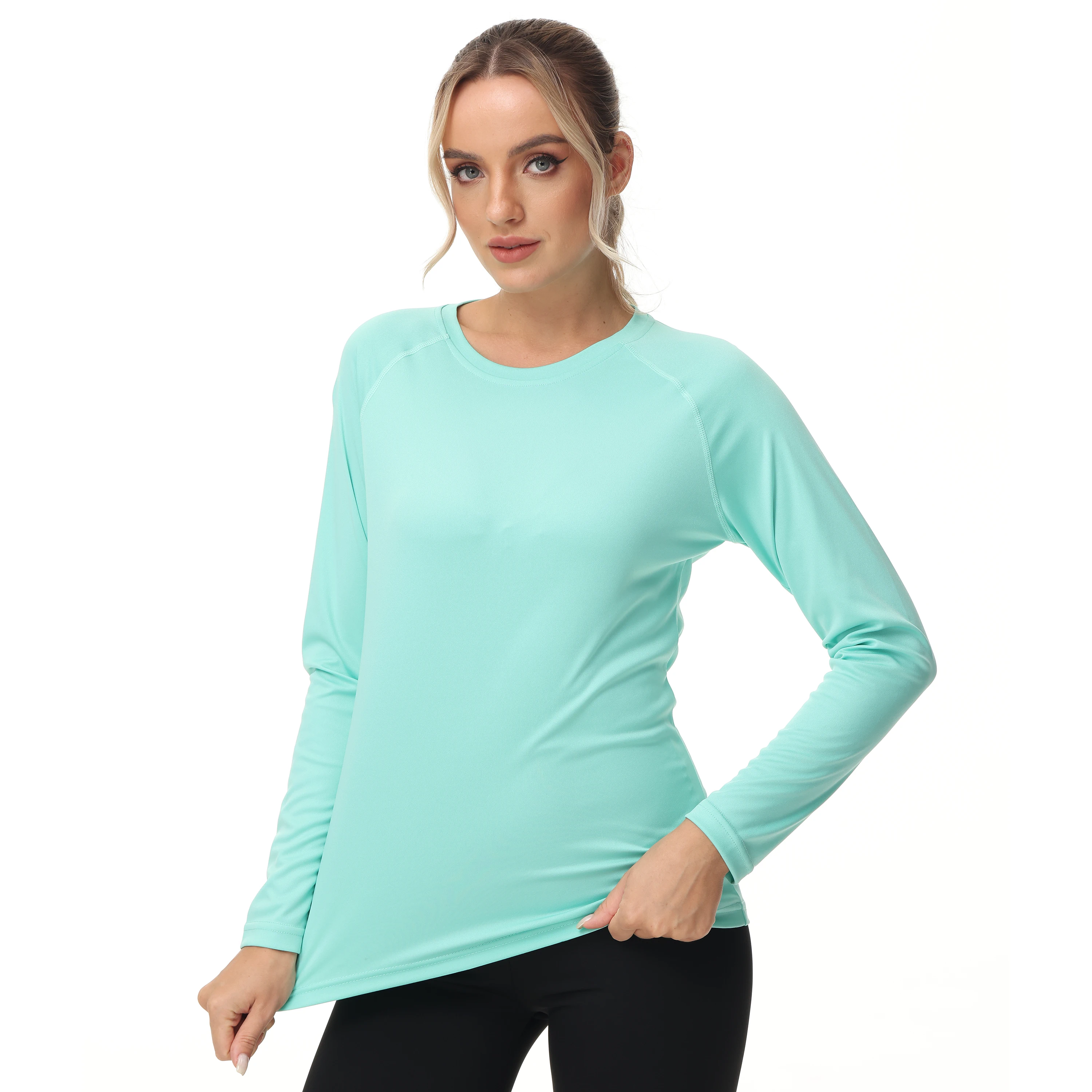 Schnell trocknende Sommer-Damen-T-Shirts UPF 50+, mit Taschen, langärmlige Schwimm-T-Shirts, Pullover-Oberteile für Strand-Outdoor-Sportarten – Detail 5