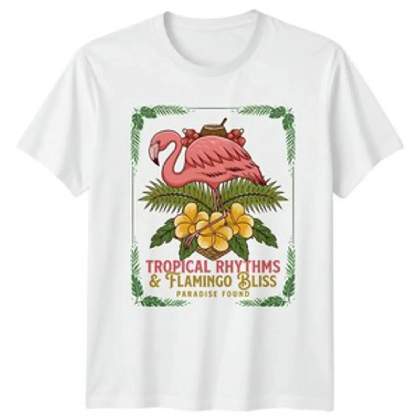 Tropical Rhythms amp Flamingo Bliss Damen T Shirt Geburtstagsgeschenk vintage Washed Comfortable Soft Slightly Versatile