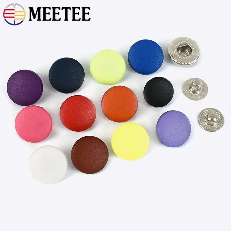 Meetee 50set 12/15/18/20/23mm Plastic Snap Buttons Round Invisible Stud Fastener Button for Uniform DIY Garment Sewing Buckle