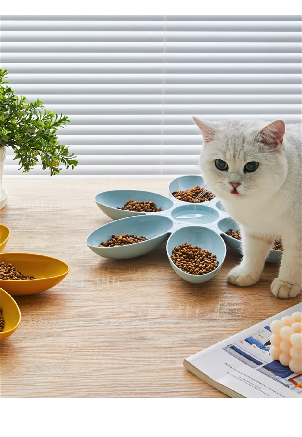 Katzenschüssel, Mehrfach-Katzenblütenförmige Futterschüssel, Spezial-Milchschüssel für Babykatzen, Multifunktionale Katzen- und Hundefutterschüssel, Verbesserte Tierfutterzeit – Detail 3