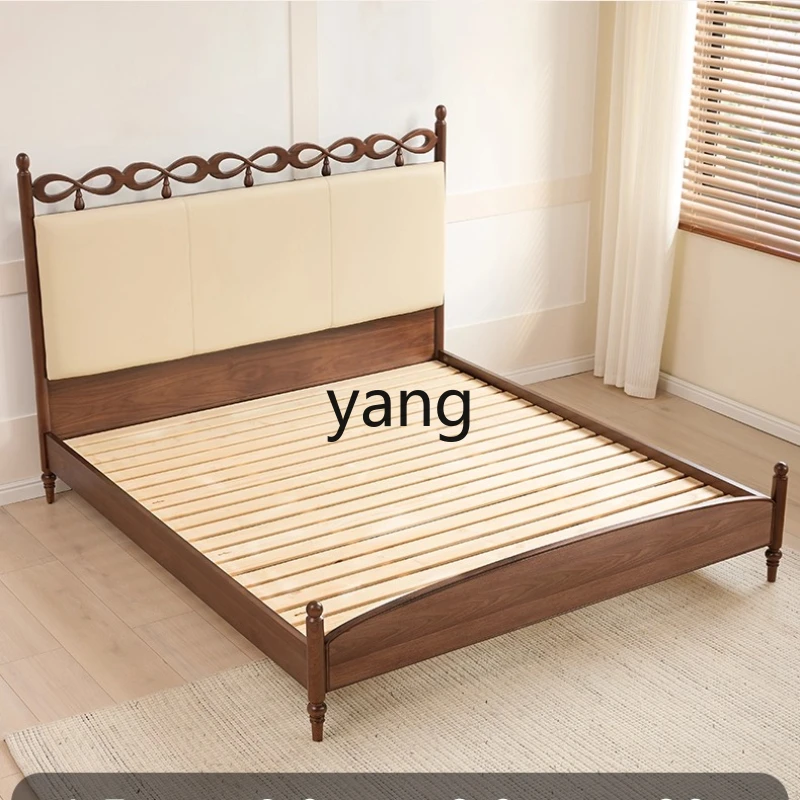 

YHM antique master bedroom double solid wood bed