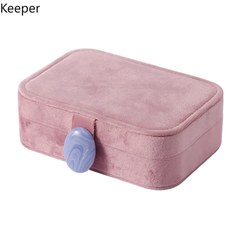 Portable Velvet Jewelry Travel Case, Compact Organizer for Earring Ring Ear Stud Necklace, Small Storage Box for Trip