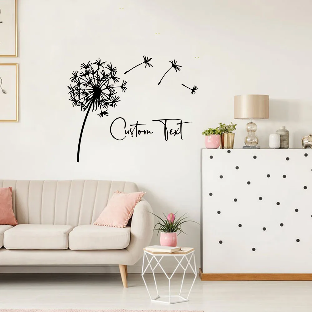 1PC Hot Sale Dandelion Customizable Text Vinyl Wall Stickers Wallpaper The best Christmas gifts Waterproof Wall Art Decal