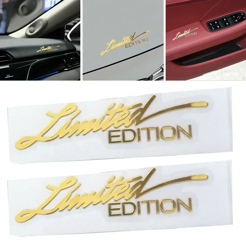 2szt Uniwersalne naklejki samochodowe 3D Gold Limited Edition Logo Emblemat Metalowa naklejka Naklejka Akcesoria do wnętrza samochodu Dekoracje