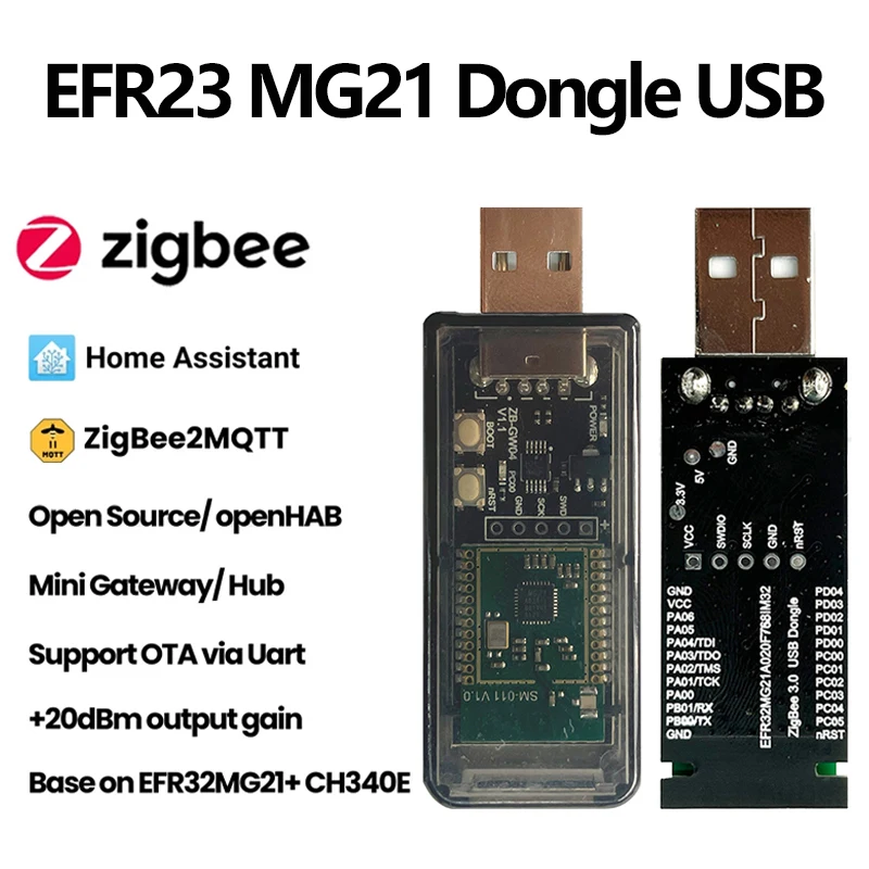 ZigBee3.0 klucz USB bezprzewodowy analizator bramy uniwersalny koncentrator open source 2MQTT ZHA EZSP NCP asystent domowy bramka EFR32MG21