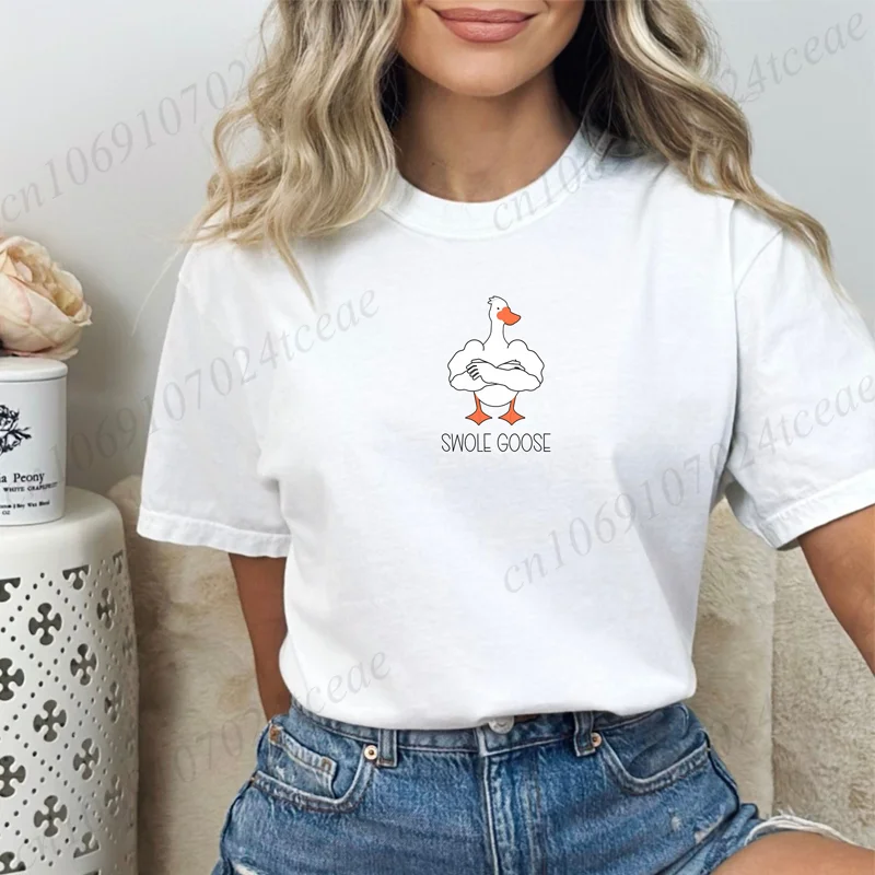 

Swole Goose Gym Pump Cover Printed T-Shirts for Men,muscle Mommy Shirt,funny Goose T-shirt Shirt for Gym,Women's Tee Clothing
