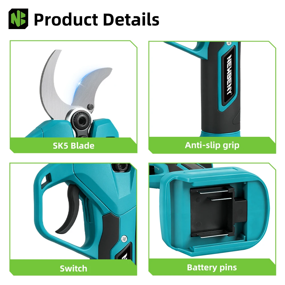 NEWBENY 65MM Bürstenlose Elektrische Schere Kabellose Astschere für Obstbäume Garten-Elektrowerkzeug für Makita-Akkus – Detail 5
