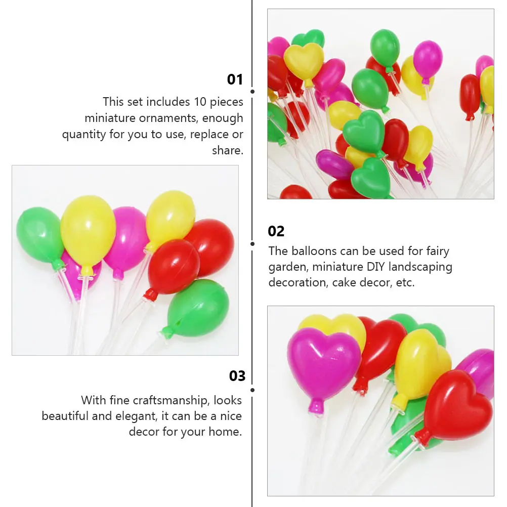 

10 Bunches Miniature Balloon nament Plastic DIY Landscaping Decoration Mini Garden Accessory Home Decor Kids Gift Durable Mini