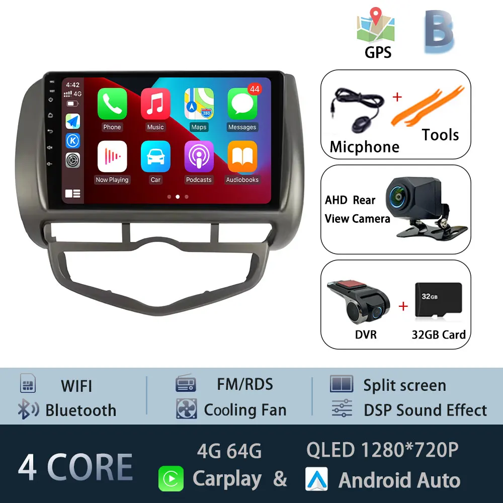 Voor Honda Fit Jazz 2002-2008 LDH RDH Autoradio Audio Mulltmedia Speler Android Intelligent Systeem GPS Navi DPS 4G Carplay WiFi