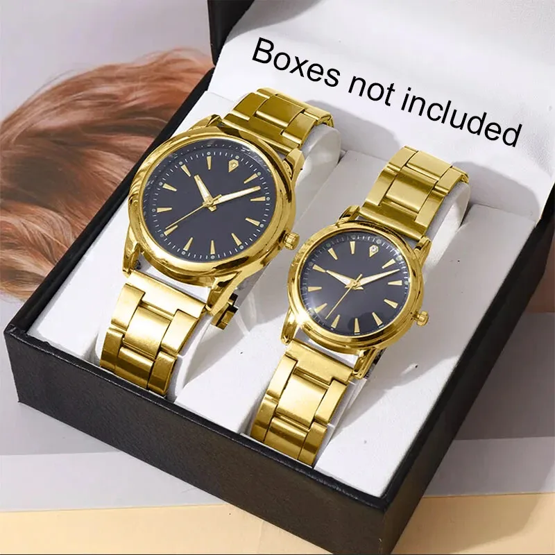 2PCS Fashion Couple Watches Luxury Men Women Simple Steel Band Quartz Watches Reloj Mujer（Without Box）