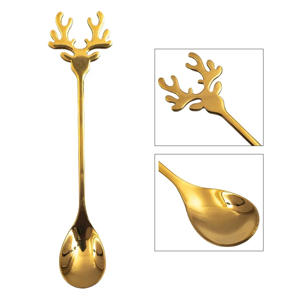 Spoon Coffee Spoon Deer Head Fawn Spoon Gold Rose Gold Stainless Steel Stirring Spoon Coffee Spoon High Quality