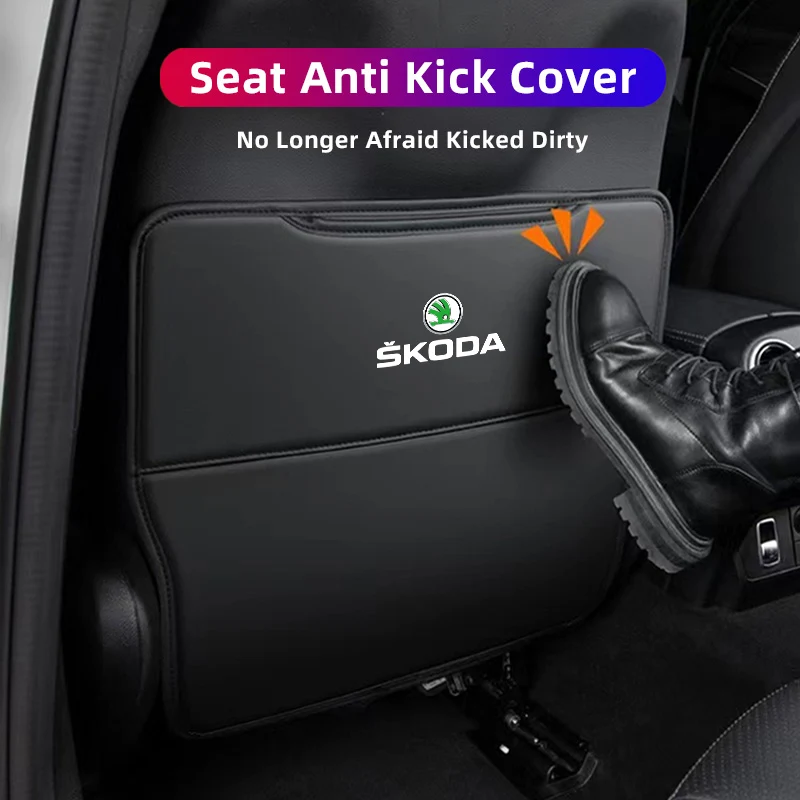 Car Seat Back Anti-Kick Mat Protector Pad Cover For Skoda Octavia Superb Rapid Kodiaq Karoq Enyaq Vision Yeti Scala Fabia Kamiq