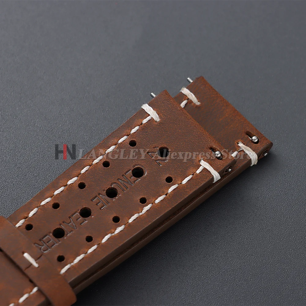 18mm 19mm 20mm 21mm 22mm 24mm Breathable Porous Vintage Racing Leather Watch Straps for Seiko for Rolex Quick Release Watchbands image 4