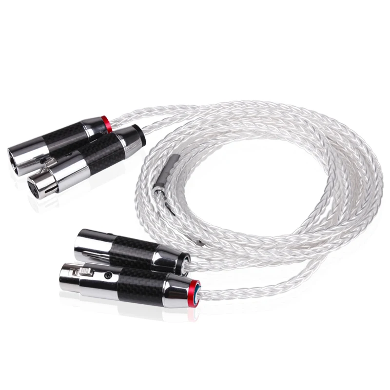 Yyaudio 1 paar hifi xlr kabel reines 7n occ versilbertes audio kabel mit kohle faser 3pins xlr symmetrisches kabel xlr stecker