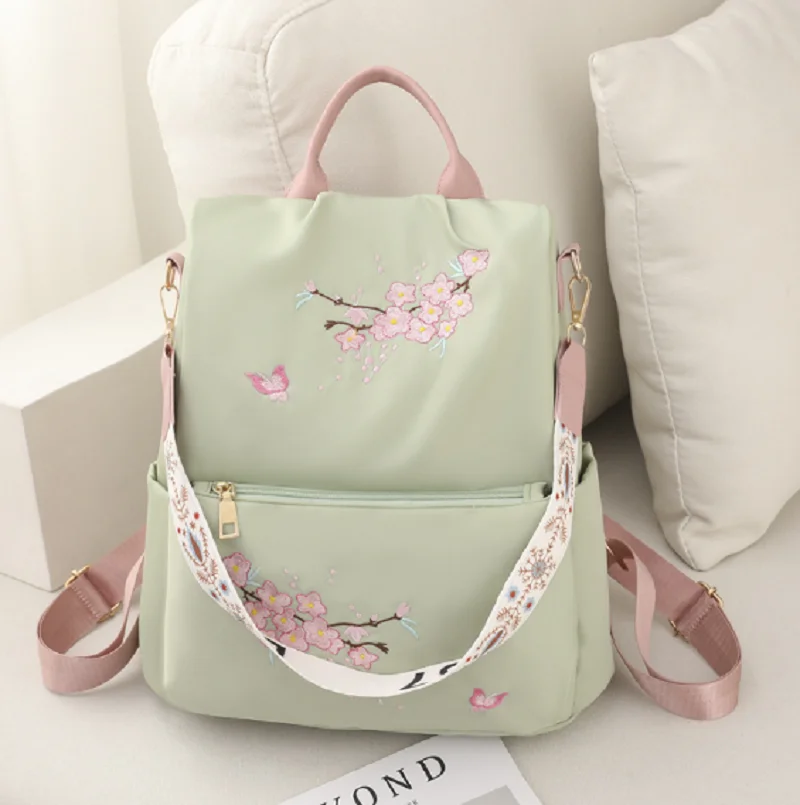 New Chinese Printing Style Women Waterproof Nylon Backpacks Fashion Large Capacity School Bag Anti Theft Travel Shoulder Bags