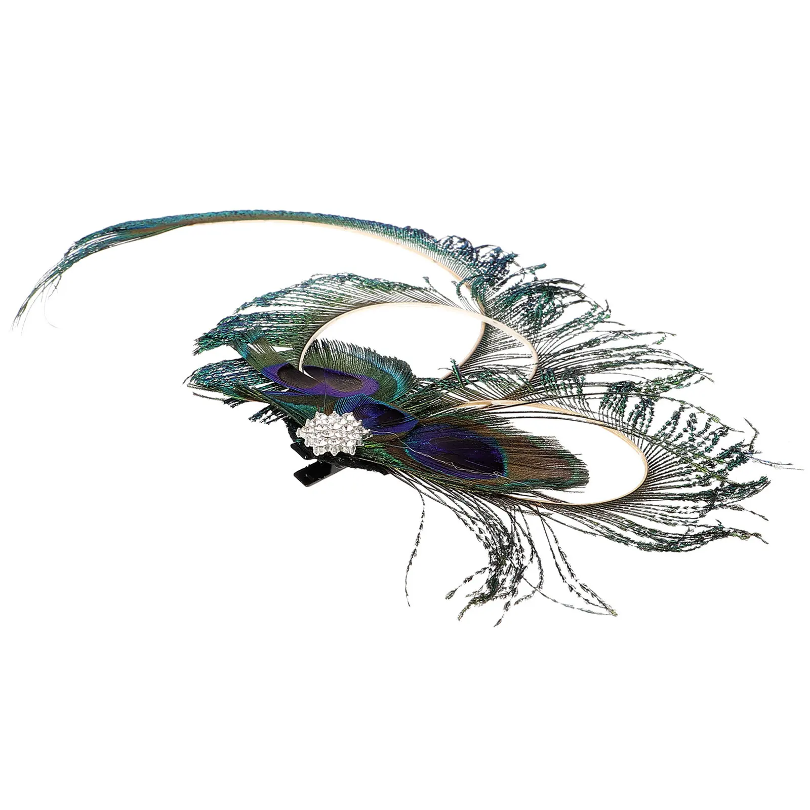 Peacock Fascinator Clip Vintage Rhinestone Hair Accessory Elegant Banquet Photography Peacock Fascinator Tea Hats for Women