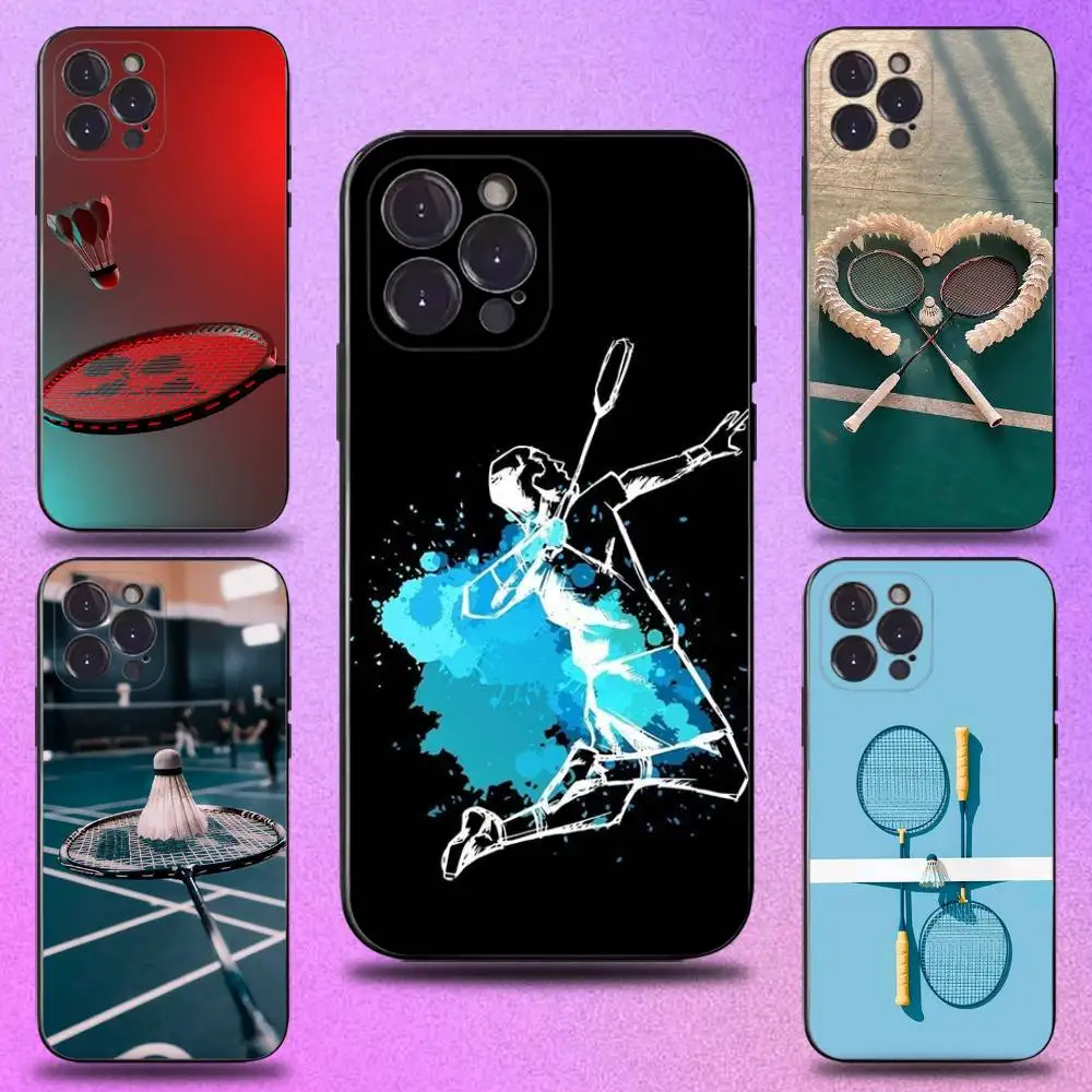 

Classic Sport Badminton Cool Phone Case For iPhone 17,16,15,14,13,12,11,Pro,Max,Plus,E,SE4,Air,Mini Black Precise Hole Matching
