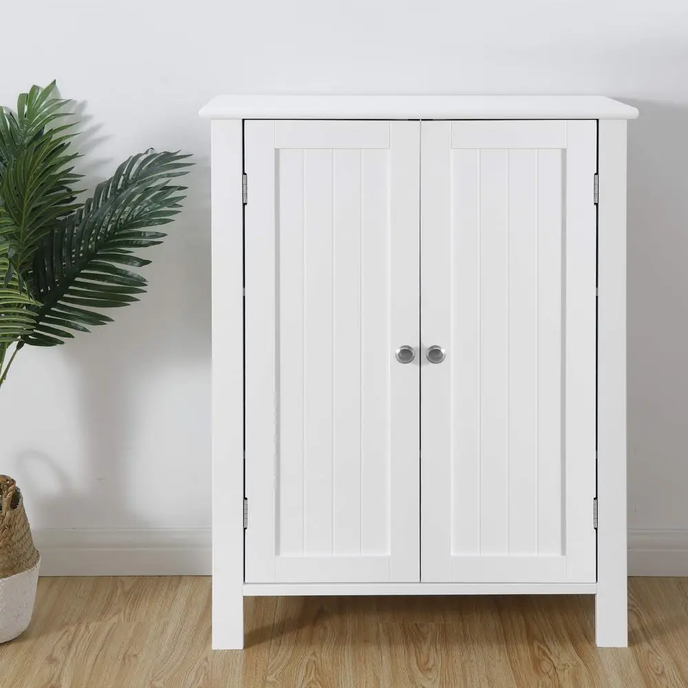 

Напольный шкаф для хранения вещей в ванной комнате, отдельно стоящий деревянный шкаф с двойной дверцей и 3 регулируемыми полками, 23,6 x 11,8 x 31,6 дюйма