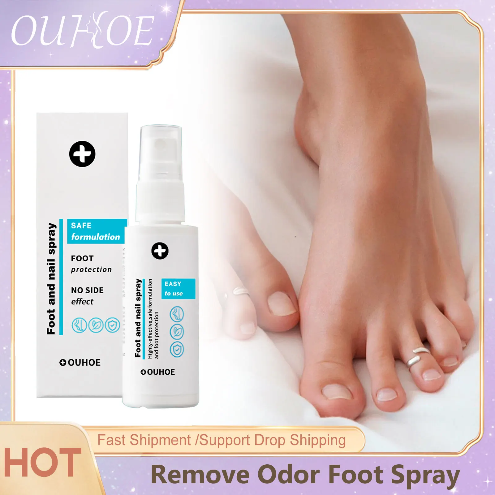 Foot Deodorant Spray Perfume Anti Cracking Nail Feet Odor Care Moisturizing Repairing Shoe Fresheners Foot Odor Removal Spray