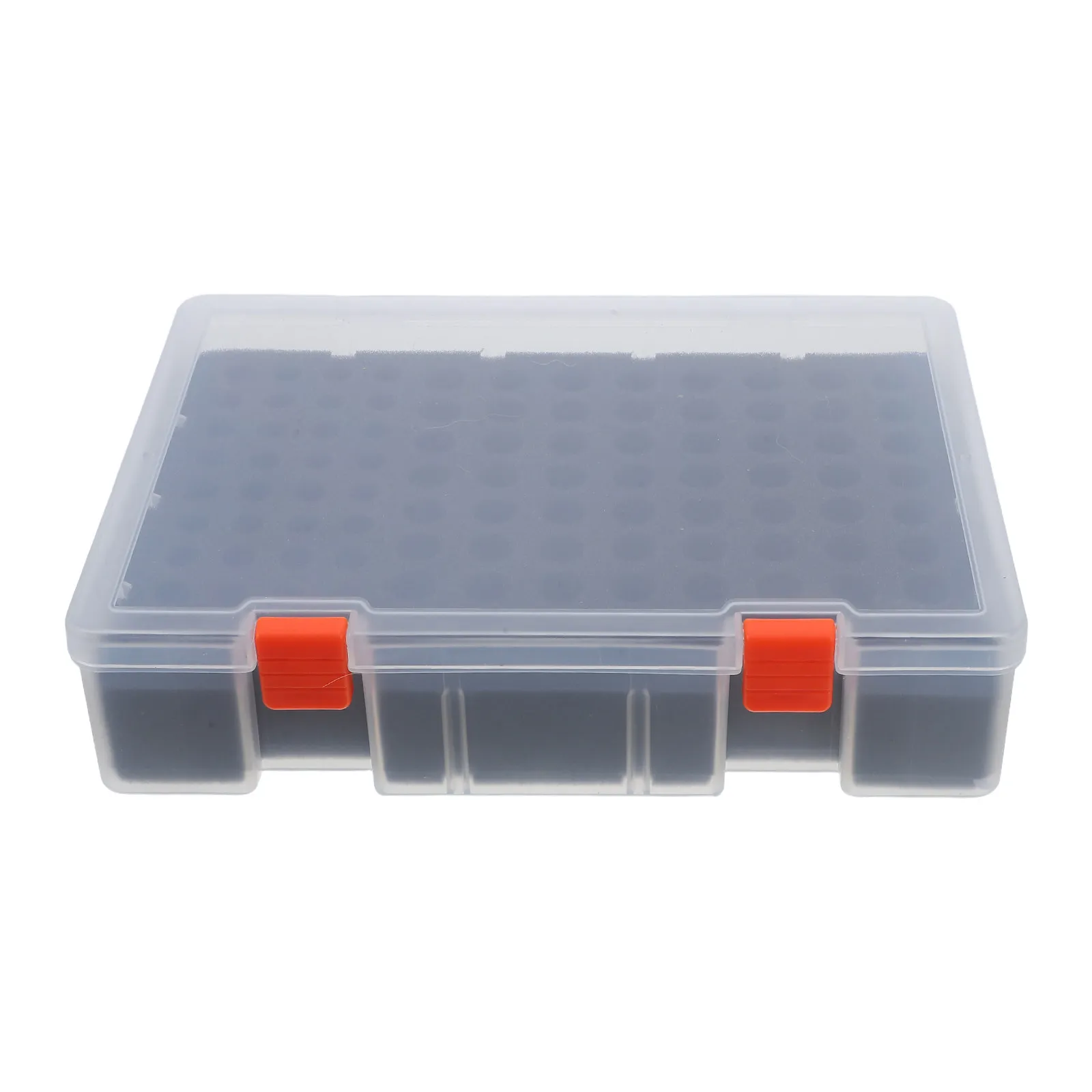 100-Piece Aa Aaa Battery Storage Organizer Box Clear Transparent Plastic Case with Precut Foam Slots for Home Travel Garage